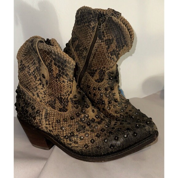 LIBERTY Black Shoes - Liberty Black Studded Python Boots 8 EUC